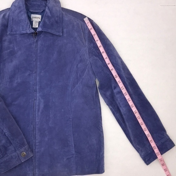 Chico’s Blue Suede Leather Coat - Picture 5 of 7